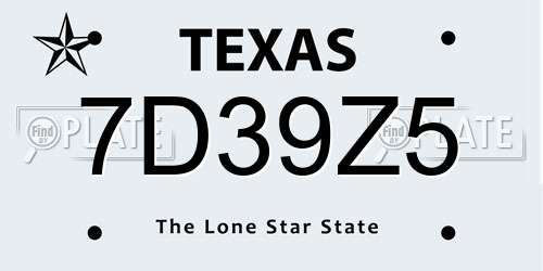 7D39Z5 Texas License Plate