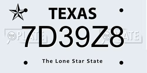 7D39Z8 Texas License Plate