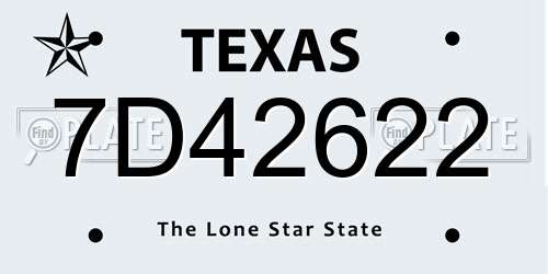 7D42622 Texas License Plate