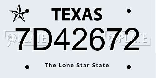 7D42672 Texas License Plate