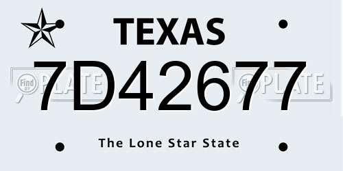 7D42677 Texas License Plate