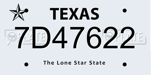 7D47622 Texas License Plate