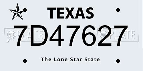 7D47627 Texas License Plate