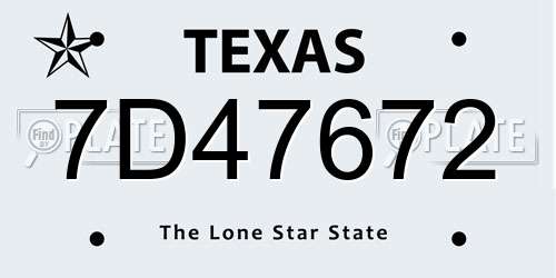 7D47672 Texas License Plate