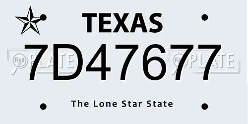 7D47677 Texas License Plate