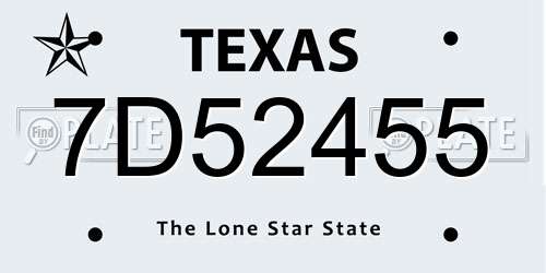 7D52455 Texas License Plate