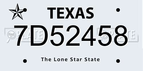 7D52458 Texas License Plate