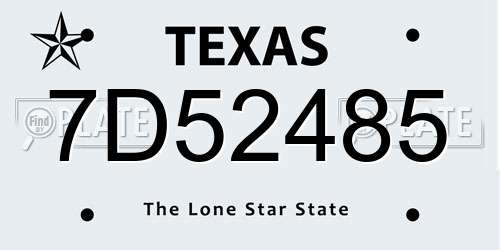 7D52485 Texas License Plate