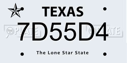 7D55D4 Texas License Plate