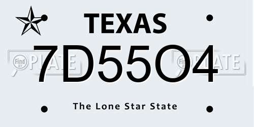 7D55O4 Texas License Plate