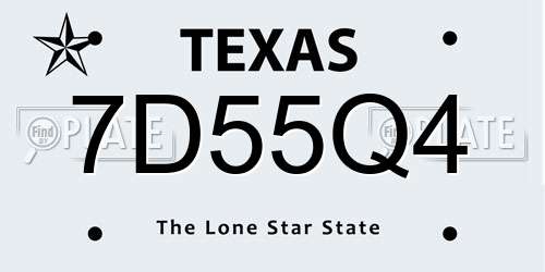 7D55Q4 Texas License Plate