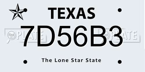 7D56B3 Texas License Plate