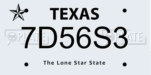 7D56S3 Texas License Plate