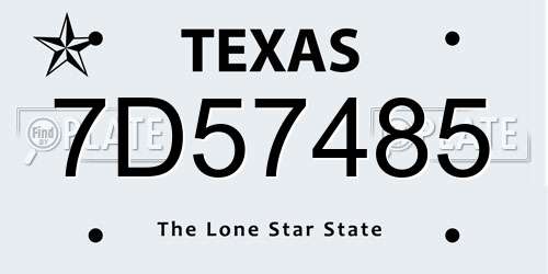 7D57485 Texas License Plate