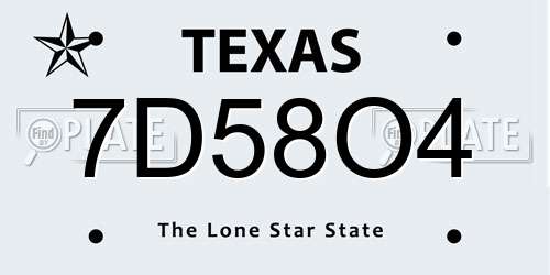 7D58O4 Texas License Plate