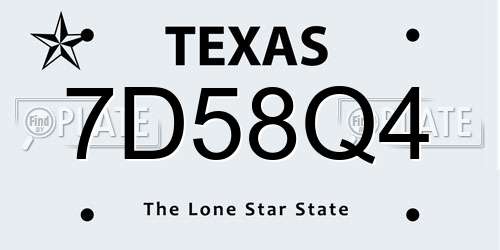 7D58Q4 Texas License Plate