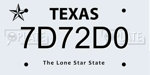 7D72D0 Texas License Plate