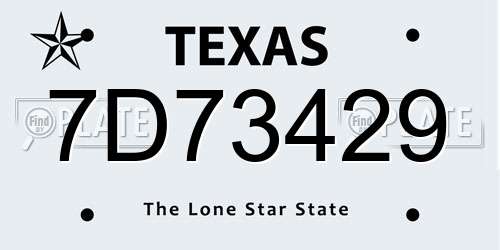 7D73429 Texas License Plate