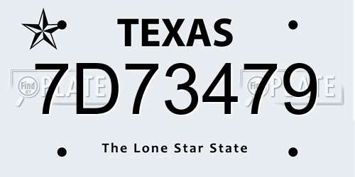 7D73479 Texas License Plate