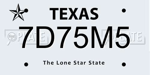 7D75M5 Texas License Plate