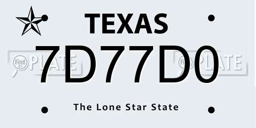 7D77D0 Texas License Plate