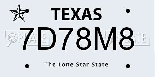 7D78M8 Texas License Plate