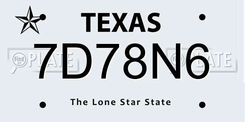 7D78N6 Texas License Plate