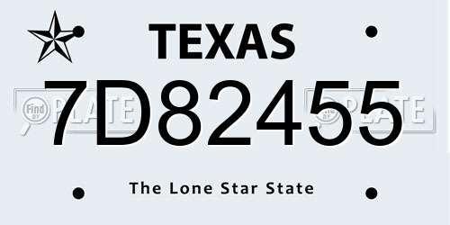 7D82455 Texas License Plate
