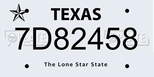 7D82458 Texas License Plate