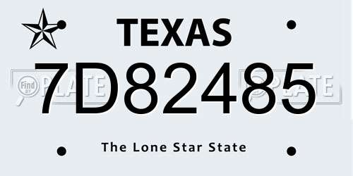 7D82485 Texas License Plate