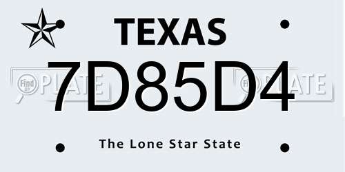 7D85D4 Texas License Plate
