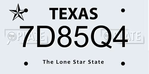 7D85Q4 Texas License Plate