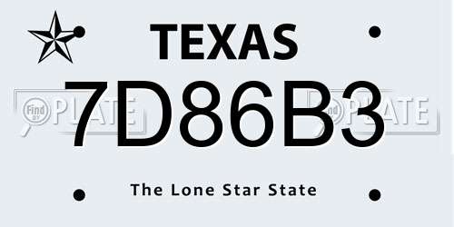 7D86B3 Texas License Plate