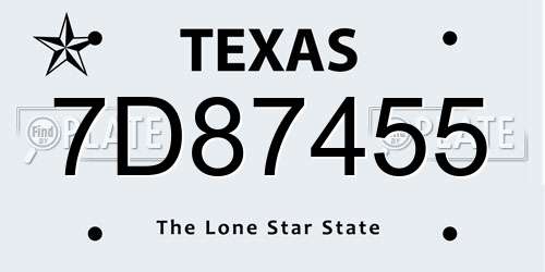 7D87455 Texas License Plate