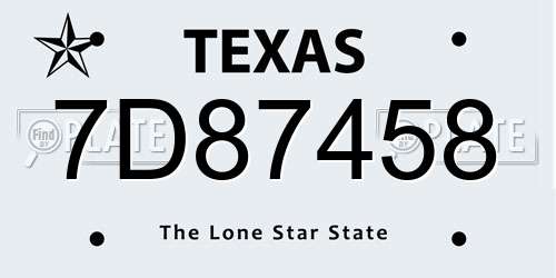 7D87458 Texas License Plate