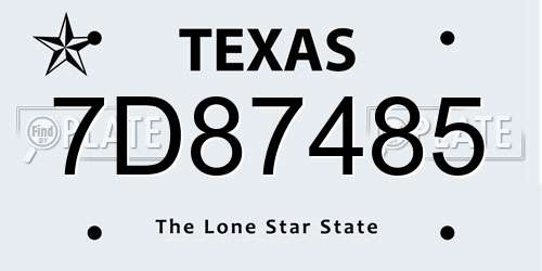 7D87485 Texas License Plate