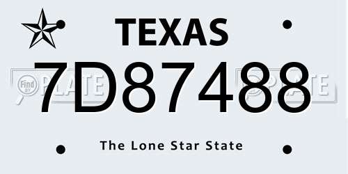 7D87488 Texas License Plate