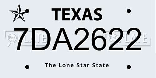 7DA2622 Texas License Plate