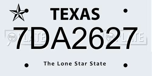7DA2627 Texas License Plate