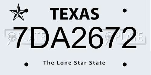 7DA2672 Texas License Plate