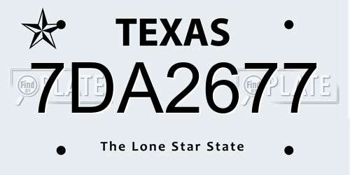 7DA2677 Texas License Plate