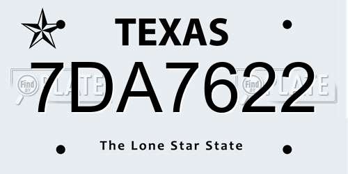 7DA7622 Texas License Plate