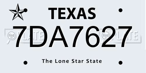 7DA7627 Texas License Plate