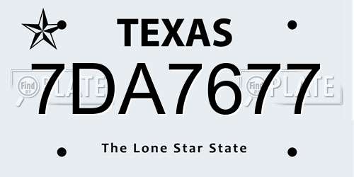 7DA7677 Texas License Plate