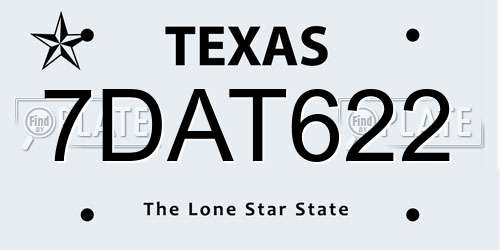 7DAT622 Texas License Plate
