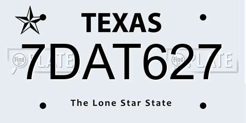 7DAT627 Texas License Plate