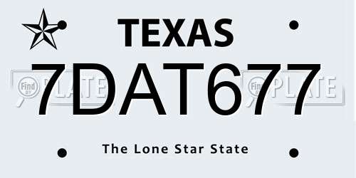 7DAT677 Texas License Plate