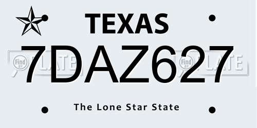 7DAZ627 Texas License Plate