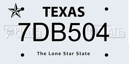 7DB504 Texas License Plate