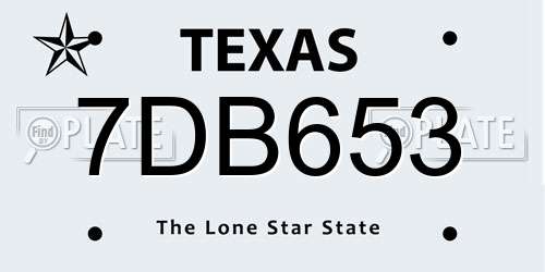 7DB653 Texas License Plate